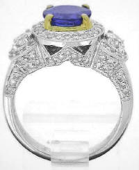 AAA Round Tanzanite and Diamond Halo  Rings in 14k white gold
