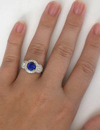 AAA Round Tanzanite and Diamond Rings in 14k white gold