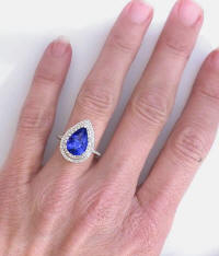 Unique Pear Shape Tanzanite Rings in 14k white gold