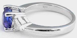 Tanzanite and Trillion Diamond Rings in 14k white gold