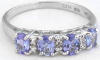 Stackable Oval 4 stone Tanzanite Ring in 14k white gold