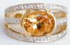 East West Set Citrine and Diamond Ring in 14k yellow gold