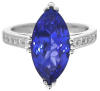 Marquise Shape Tanzanite and Diamond Ring in 14k white gold