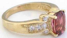 Tourmaline Diamond Rings in 14k Gold in 14k yellow gold