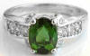 Oval Green Tourmaline Ring in White Gold