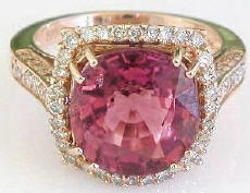 Nigerian pink tourmaline ring in gold