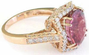 Nigerian pink tourmaline ring in gold