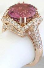 Rose Gold Genuine Pink Tourmaline Rings in gold