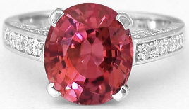 Oval Pink Tourmaline Rings in 14k in 14k white gold