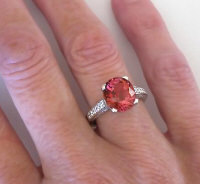 Oval Pink Tourmaline and Diamond Rings in 14k