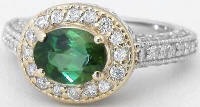 Green Tourmaline Rings in 14k White and Yellow Gold