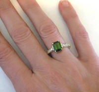 Unique Green Tourmaline Rings in 14k yellow gold