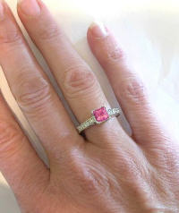 Vintage Inspired Princess Cut Pink Tourmaline Diamond Rings