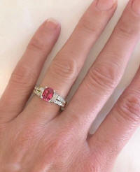 Oval Pink Tourmaline Diamond Rings in 14k Gold