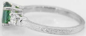 Engraved Green Tourmaline Rings