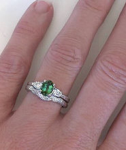 Antique Past Present Future Green Tourmaline Diamond Engagement Ring