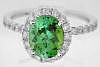 Seafoam Tourmaline and Diamond Engagement Ring in 14k white gold