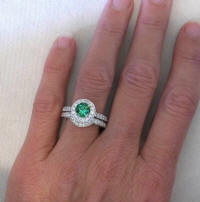 seafoam tourmaline wedding rings with wedding band in 14k white gold