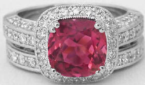 Cushion Cut Pink Tourmaline Engagement rings