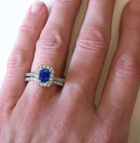 Unheated Sapphire and Diamond Engagement Ring with Matching Diamond Wedding Band