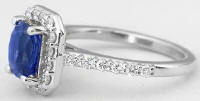 Natural Ceylon Sapphire and Diamond Halo Engagement Ring 