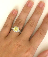Exceptional Unheated Yellow Sapphire and Diamond Ring in 14k