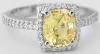 Cushion Yellow Sapphire and Diamond Engagement Ring in white gold