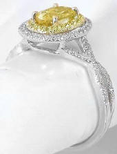 Unique Yellow Sapphire Double Halo Wedding Rings in 14k gold