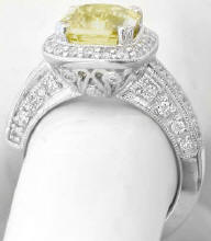Filigree Design Unheated Yellow Sapphire Diamond Halo Engagement Ring in 18k