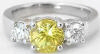 Three Stone Yellow Sapphire and Diamond Engagement Ring