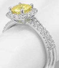 Cushion Cut Yellow Sapphire Diamond Wedding Rings in 14k white gold