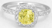 Cushion Cut Yellow Diamond Engagement Ring in 14k white gold