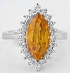 Marquise Yellow-Orange Sapphire Ring in white gold