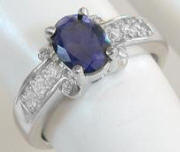 Oval Iolite Rings in White Gold in 14k white gold