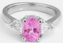 2.08 ctw Pastel Pink Sapphire and Trillion Diamond Ring in Platinum
