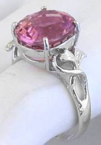 Large Oval Light Pink Tourmaline Rings in White Gold