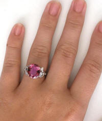 Rose Pink Tourmaline Solitaire Ring in white gold
