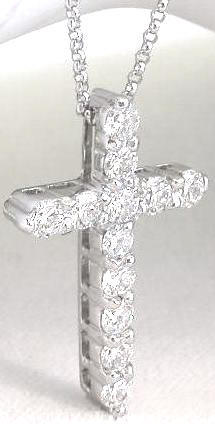 Classic 1 carat Round Diamond Cross in Platinum