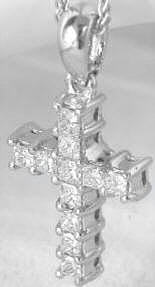 Platinum 1.0 ctw Princess Cut Diamond Cross Pendant