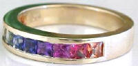 Channe Set Princess Cut Rainbow Sapphire Ring