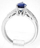 Blue Sapphire and Diamond Rings in 14k white gold