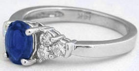 Oval Sapphire and Diamond Ring in 14k white gold