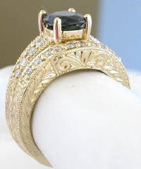 Round natural blue sapphire band ring in 14k yellow gold