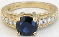 Dark Blue Sapphire Engagement Rings in 14k yellow gold