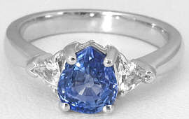 Ceylon Sapphire White Sapphire Three Stone Ring