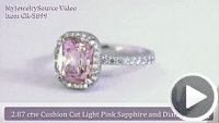 Cushion cut halo natural ceylon pink sapphire band ring in 14k white gold